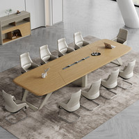 Conjunto de Mesa y Sillas de Conferencia Ovaladas Grandes, Diseño Moderno Minimalista para 11-15 Personas, Resistente al Fuego y a las Manchas, para Sala de Reuniones de Oficina