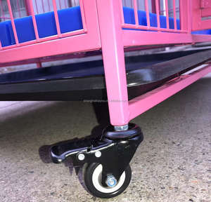 Cage pour chien de luxe Baiyou rose avec plateau en plastique à bouton-pression, roues en fer épaissies, installation facile, anti-évasion, boîte solide - Product Image 4