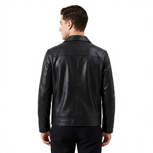 OEM Service Online Sale Best Quality <b>Men's</b> Genuine <b>Leather</b> Winter <b>Jacket</b> Stand Collar Waterproof Windproof High Street Zipper - Product Image 4