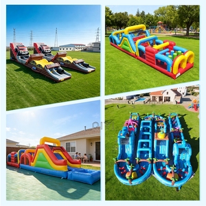 Parcours d'obstacles gonflable sur le thème des courses, avec toboggan et piste de course Monster Truck, pour enfants et adultes, location pour événements extérieurs et fêtes foraines - Product Image 4
