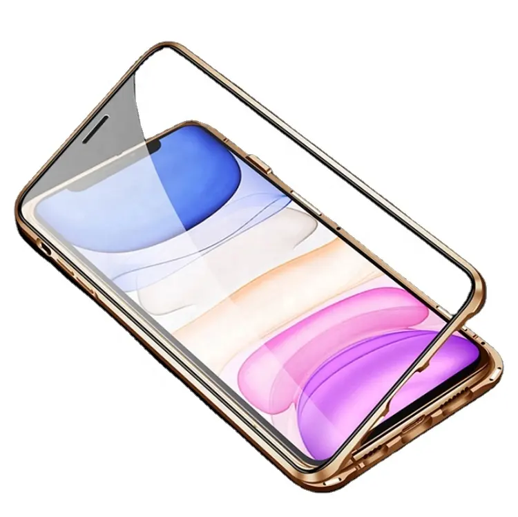 फैक्टरी मूल्य धातु 360 चुंबकीय सोखना के लिए दो तरफा कांच फोन के मामले में iphone 7 8 प्लस एक्स xr xs अधिकतम 11 12 प्रो मैक्स