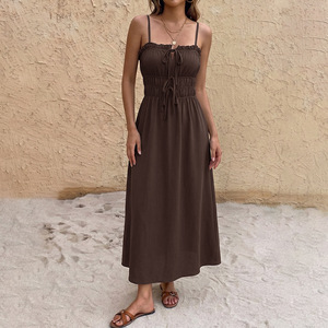 Robes décontractées haut de gamme pour femmes, élégantes, d'été, dos nu, style cami, longues, coupe trapèze, pour <span class=keywords><strong>la</strong></span> plage, les festivals et les lune de miel - Product Image 1