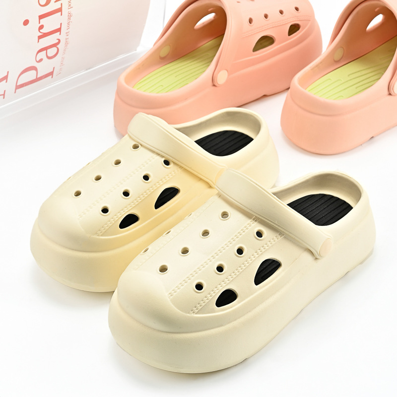 Ladies Outdoor Platform EVA Upper Clogs Slippers Beach Slides Custom Logo Hole Shoes Women