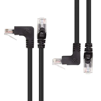 Cable Ethernet RJ45 en Ángulo Recto de 90 Grados Ufriend, Cat6/Cat5e, Alta Velocidad 10Gbps, LAN, Cobre Trenzado, Negro, Longitud Personalizada