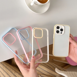Khung hai trong một màu tương phản cong TPU + Acrylic mùa hè đơn giản phong cách Ins thích hợp cho iPhone 16 15 14 13 Pro Max - Product Image 2