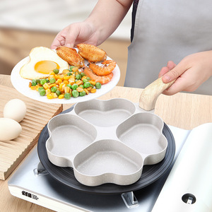 Four Hole Breakfast <b>Pan</b> Heart Shaped Maifan Stone Nonstick Egg <b>Pan</b> Mini Frying <b>Pan</b> Household Use - Product Image 2