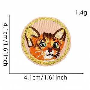 Parches Termoadhesivos con Bordado de Animales Redondos, Lindos, de Perros y Gatos - Product Image 4