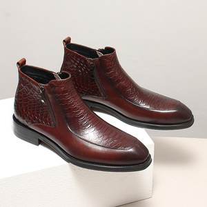 Botas de Tobillo Marrones de Alta Calidad para Hombre, Mocasines de Cuero Británico Lavado, Estilo Retro, con Cordones y Suela Goodyear, Impermeables - Product Image 1
