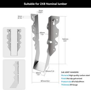 Cintre de solive 2x4 Q235B Cintres de solive à montage facial en acier Ceilling Hurricane Ties Rafter Brackets for Floor Deck - Product Image 2