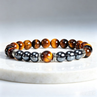 Bracelet en perles œil de tigre et turquoise pour homme, chaîne de poignet en pierre naturelle, cadeau tendance géométrique, accessoire de mode