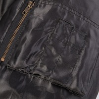Blouson aviateur MA-1 noir en polyester avec doublure réversible orange de sécurité et rabat anti-tempête pour le printemps et les températures froides