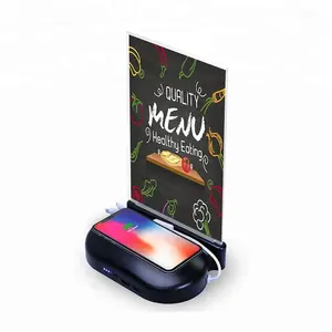 Support publicitaire pour menu de restaurant, banque d'alimentation 10000mAh lcd support de menu de table chargeur mobile 20000mAh