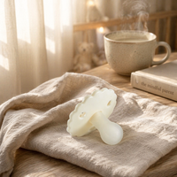 Sucette bébé professionnelle Meitai en silicone, beige crémeux, non toxique, écologique, sans BPA, à fleurs festonnées, 0-12 mois