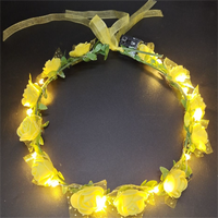 Bandeau Fleuri LED Rose et Blanc Lumineux, Couronne de Fleurs Brillante, Accessoire pour Cheveux, Guirlande Lumineuse Florale
