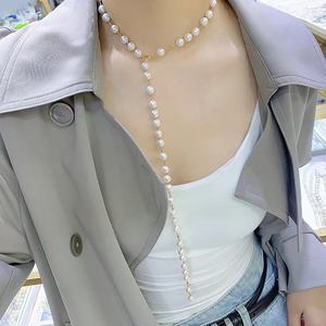 Versatile Natural White <b>Pearl</b> <b>Necklace</b> 10-9mm Flawless 18K <b>Gold</b>-Plated 70cm Long - Product Image 4