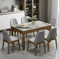Table à manger rectangulaire en bois massif et chaises assorties Bjflamingo, table à manger rectangulaire marron luxueuse