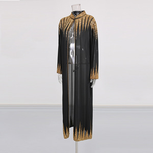 Bettergirl 2025 inverno nuovo <span class=keywords><strong>cardigan</strong></span> lungo in maglia con paillettes ricamato <span class=keywords><strong>oro</strong></span> nero - Product Image 3