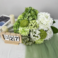 Bunga Hydrangea Hijau Sutra Buatan Realistis Romantis 35cm untuk Dekorasi Tengah Meja Pernikahan & Kembali ke Sekolah