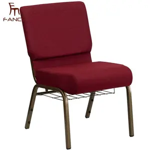 Sedie in metallo con struttura in metallo di nuovo Design in tessuto confortevole sedia della chiesa Auditorium con bracciolo