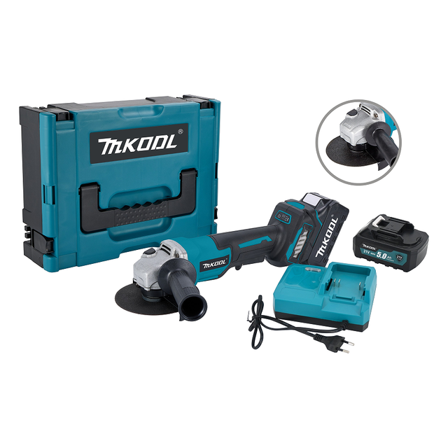 OEM ODM OBM 21V Cordless Angle Grinder Set Includes a 21V Brushless Power Angle Grinder with Two Batteries and a Charger