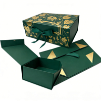 Boîte cadeau magnétique pliable de Noël avec ruban, logo personnalisé, réutilisable pour l'emballage des fêtes, en vrac, emballage plat, directement de l'usine