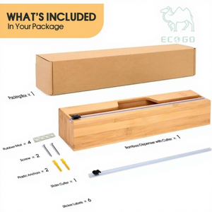 Dispensador de Envoltura de Plástico de Bambú Ecológico Rectangular Moderno y Popular de 15 Pulgadas con 2 Cajones Cortadores y Técnica de Lacado para Envoltura de Aluminio Personalizada - Product Image 1