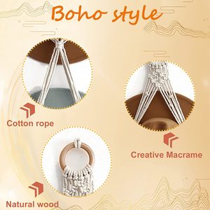Support mural décoratif Boho fait à la main, <span class=keywords><strong>porte</strong></span>-chapeau, organisateur, <span class=keywords><strong>porte</strong></span>-chapeau en macramé - Product Image 5