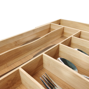 WDF nuovo arrivo organizador de cajones <span class=keywords><strong>posate</strong></span> organizer cucina argenteria cassetto vassoio di bambù <span class=keywords><strong>cassetti</strong></span> organizzatori per uso cassetto - Product Image 3