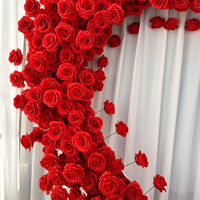 Dekorasi Latar Belakang Pernikahan Hari Valentine, Dinding Bunga, Latar Belakang Proposal Putih, Gapura Berbentuk Hati Merah Buatan