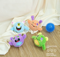 Jouet à lancer en peluche pour animaux de compagnie, balle à picots, monstre mignon aux grandes oreilles, durable, à mâcher, interactif, pour l'auto-entretenissement des chiens, anti-stress