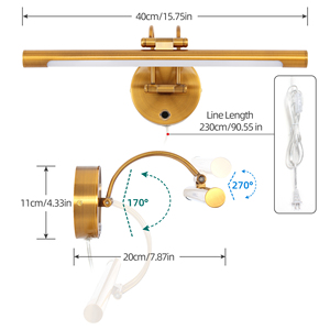 Modern Iron LED <b>Touch</b> Dimming Bathroom & Living Room Wall <b>Lamp</b> with US Gauge Plug - Product Image 5