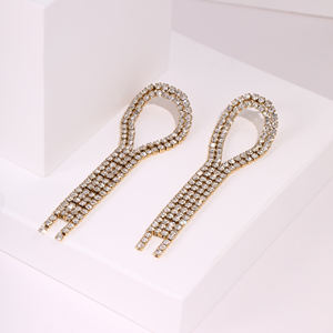 KITI Conjunto de pendientes de cadena de borla de acero inoxidable de moda 18K Chapado en oro Corazón Estrella Bar Pendientes colgantes largos - Product Image 6