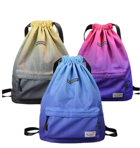 Custom Lightweight Waterproof Classic Polyester Letterpress Printed Drawstring Backpack Sports Gym Use Men Women Promotional