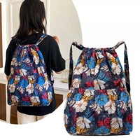 Sac à dos à cordon de serrage avec motif floral personnalisé, sac de sport d'extérieur, grande capacité, sac de maman, sac à dos de voyage léger