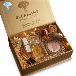 Boîte d'emballage magnétique rigide pliable de luxe en or personnalisée, décoration avec ruban, boîte cadeau en papier vide pour cosmétiques, soins de la peau, parfums - Product Image 2