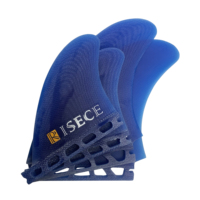 Ailerons de planche de surf en fibre de verre GFK brute sablée, ailerons de planche de surf quad, ailerons en fibre de verre bleue, ensemble de 4 pièces