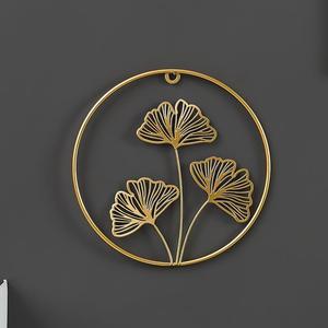 Decorazione da Parete Nordica in Metallo Dorato a Forma di Foglia di Ginkgo, Ornamento Creativo Senza Foratura per Soggiorno - Product Image 2