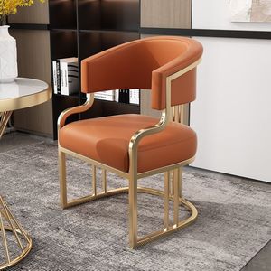 Poltrona di Lusso in Stile Nordico, Sedia Imbottita in Pelle per Salone di Bellezza, Studio di Trucco, Arredamento Lounge con Base in Metallo - Product Image 2