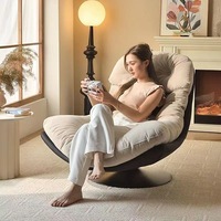 Fauteuil Inclinable Pivotant en Velours Coque d'Œuf Minimaliste Moderne pour Salon, Balcon et Détente