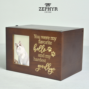 Kotak Kenangan Hewan Peliharaan Kayu Persegi Modern Ramah Lingkungan Buatan Tangan, Kotak Pemakaman Kremasi, Bingkai Foto, Peti Abu Kucing Anjing - Product Image 4