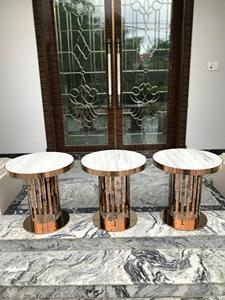Modern <b>Round</b> Marble Top Coffee <b>Table</b> With Rose Gold Metal Base Contemporary Living Room Furniture Decorative <b>Side</b> <b>Table</b> - Product Image 3