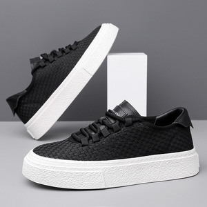 Zapatos de Lona Transpirables Tejidos con Suela Gruesa y Tacón Bajo para Hombre, Zapatos Casuales con Entresuela de EVA y Suela de Goma - Product Image 2