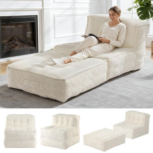 Contemporary Velvet Oversize Sectional Chair with Ottoman <b>for</b> Apartment Mall & Villa Use-Easy Shipping & Cost Saving - Product Image 3