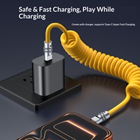 Kabel Data USB-C ke Type-C 100W Pengisian Cepat, Dapat Ditarik, dengan Transfer Data untuk Ponsel/Tablet/Mobil