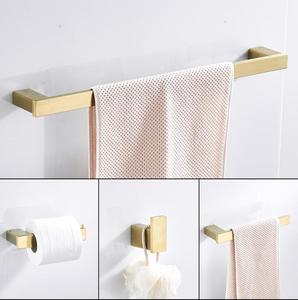 <span class=keywords><strong>Set</strong></span> Moderno di Accessori per <span class=keywords><strong>Bagno</strong></span> Singolo, <span class=keywords><strong>Porta</strong></span> <span class=keywords><strong>Asciugamani</strong></span> a Parete in Acciaio Inox Oro Spazzolato per Casa - Product Image 2