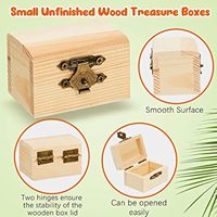 Boîtes à crat de Pâques en bois naturel inachevées et écologiques Mini boîte à trésor en bois avec fermoir verrouillable Coffre de pirate