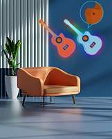 Speaker Gitar Grosir Suara Seimbang Stereo Jam Alarm Musik Lampu Ambient RGB Warna-warni