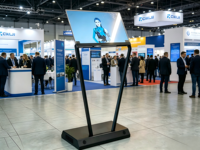 Afficheur numérique OLED transparent sur pied, écran holographique pour la publicité dans les centres commerciaux en intérieur