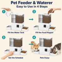Fontaine à eau et distributeur de nourriture 2 en 1 pour chats et chiens, alimentation automatique programmée, grande capacité de 5 L, filtre à eau circulant