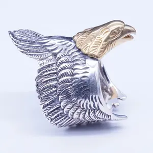 Animal Jewelry Full Feathers Eagle Rings Antique Silver for Men Engagement Bands or Rings 925 Sterling Silver Trendy Filled